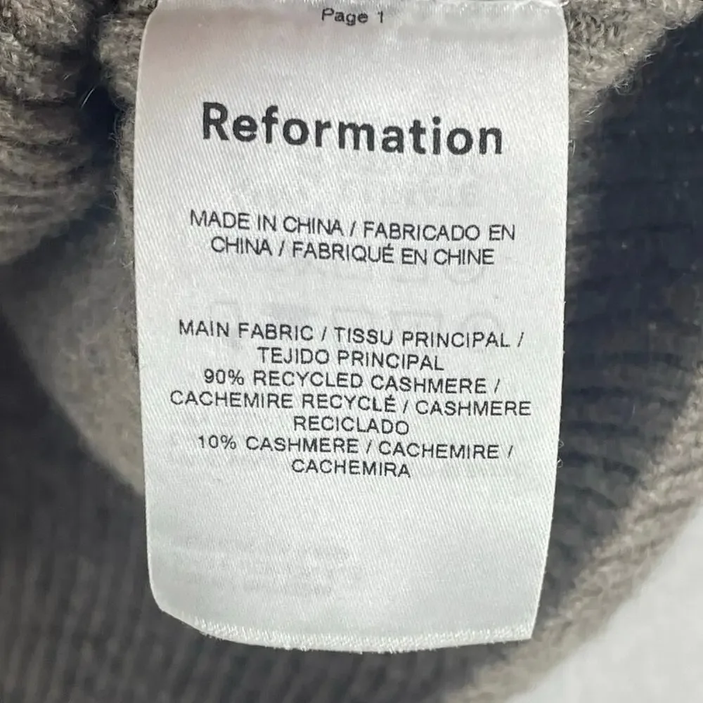 REFORMATION Hart Cashmere Sweater Cocoa SZ M Climate Neutral Certified